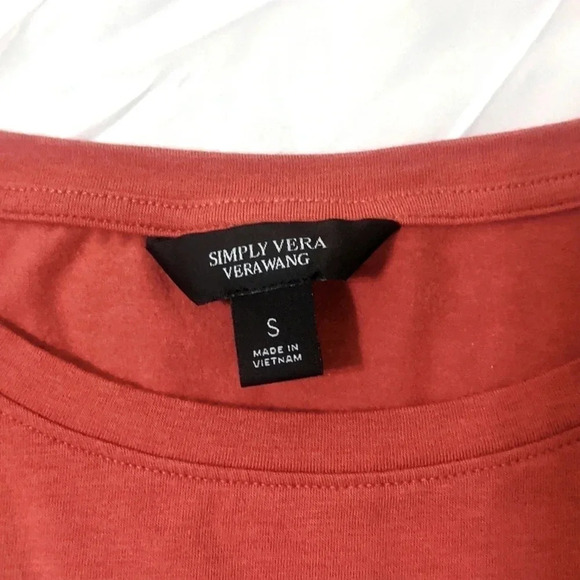 Simply Vera Vera Wang Three Quarter Sleeve Peplum Tee, Color Wild Ginger Size S - Picture 4 of 13